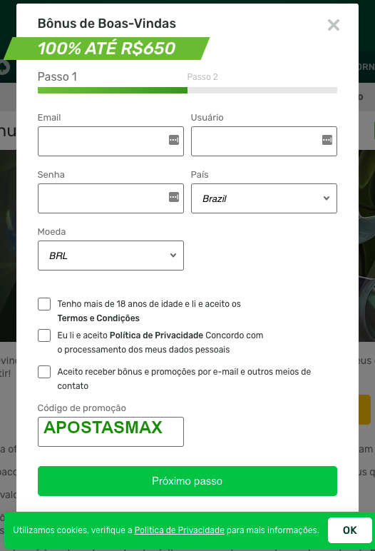 código de promoção campobet