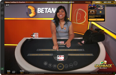 cashback blackjack ao vivo na betano